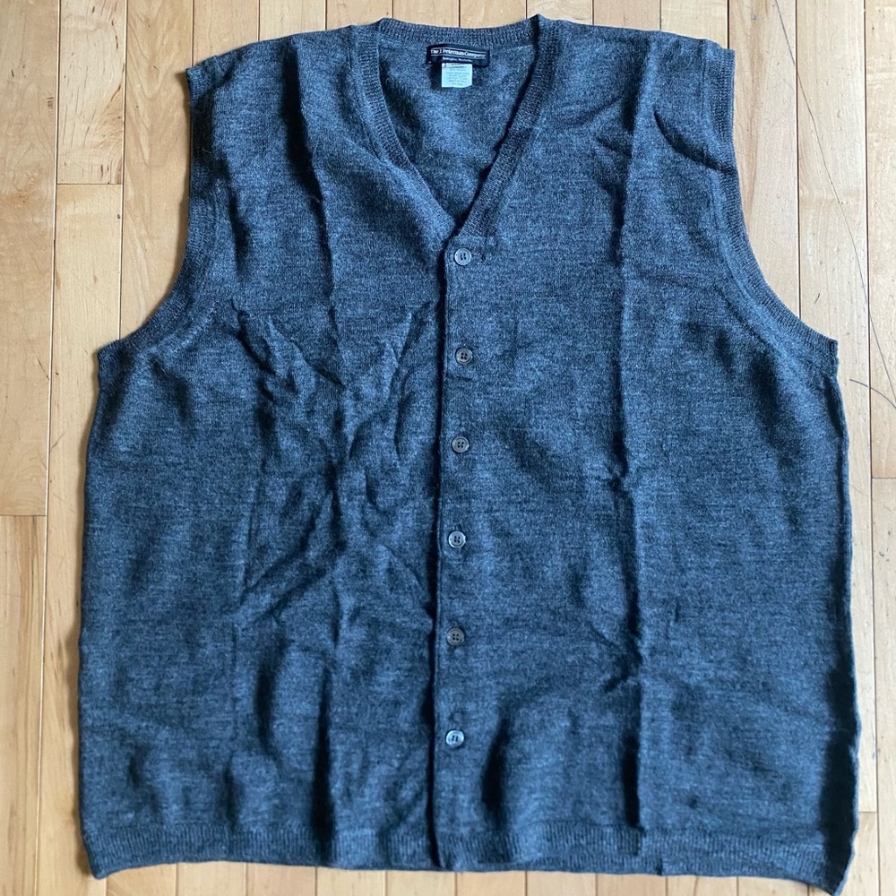 J Peterman Grey Alpaca / Wool Blend Sweater Vest size XL